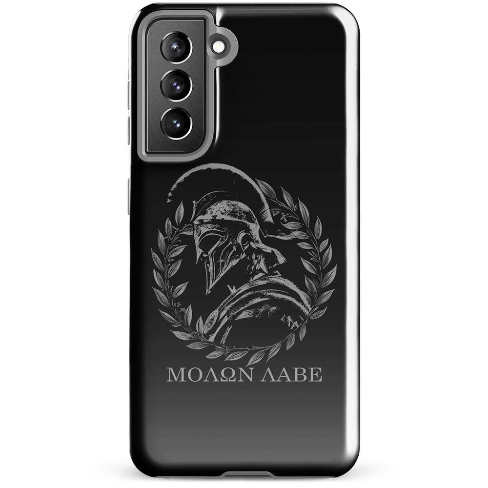 Front view of Molon Labe Spartan Samsung tough phone case by Achilles Tactical Clothing Brand